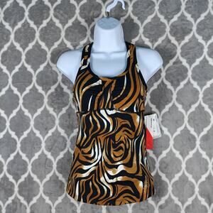 Bikram Yoga Tank Women Size Small Brown Black Built In Bra Crossback